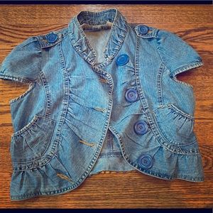 Cute cropped short sleeved jean jacket